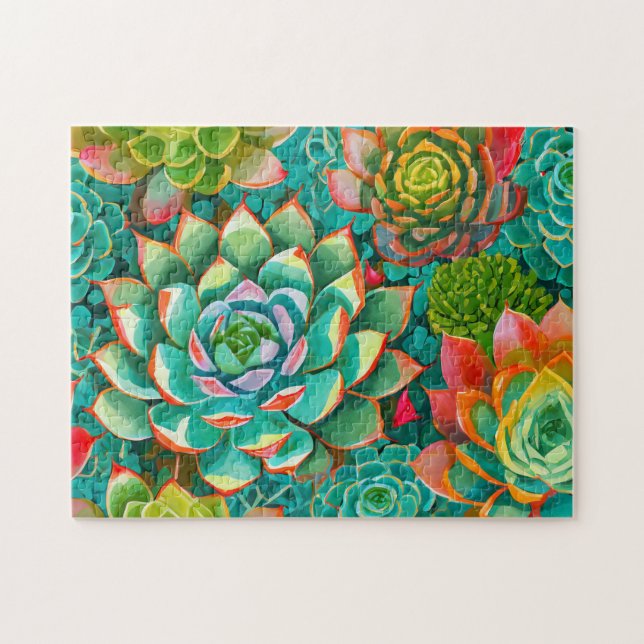 Colourful Succulent 2 Photo Puzzles Internet Jigsa (Horizontal)