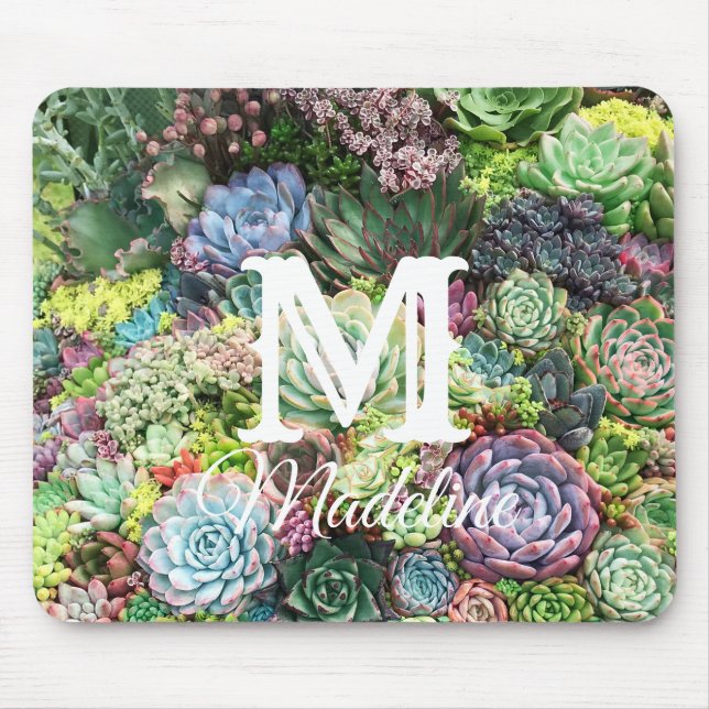 Colourful Succulent Garden Mouse Pad (Front)