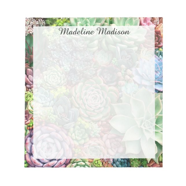 Colourful Succulent Garden Notepad (Front)