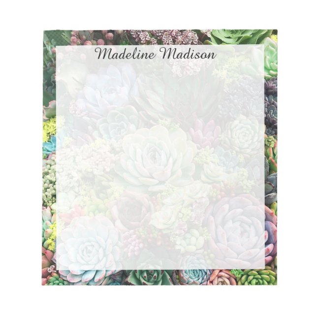 Colourful Succulent Garden Notepad (Front)