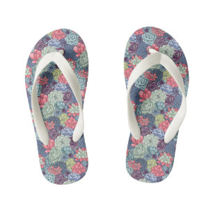 Colourful Succulent Pattern Kid's Thongs