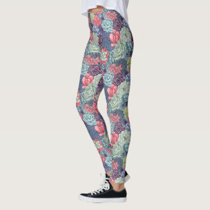Colourful Succulent Pattern Leggings