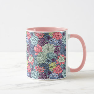 Colourful Succulent Pattern Mug