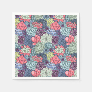 Colourful Succulent Pattern Napkin