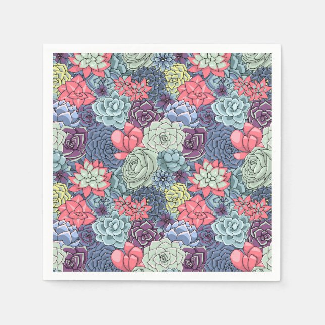 Colourful Succulent Pattern Napkin (Front)