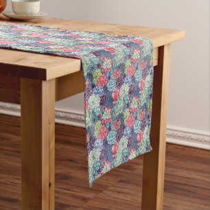 Colourful Succulent Pattern Short Table Runner