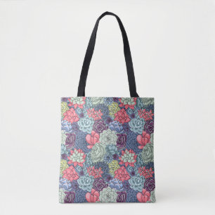 Colourful Succulent Pattern Tote Bag