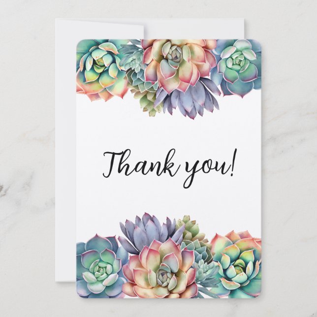 Colourful Succulent Thank You Invitation (Front)