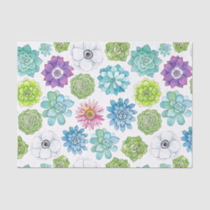 Colourful Succulents and Flowers Tissue Paper