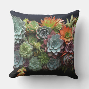 Colourful succulents arrangement cushion
