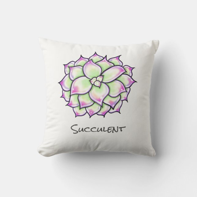 Colourful Succulents, cacti desert floral Blooms Cushion (Front)