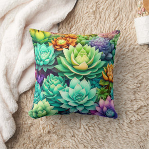 Colourful Succulents Collage Cushion