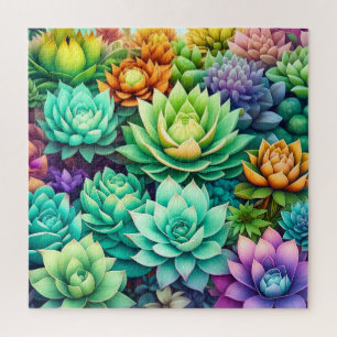 Colourful Succulents Collage Jigsaw Puzzle