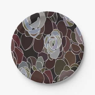 Colourful Succulents Floral Party Paper Plate