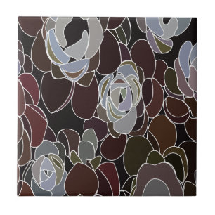 Colourful Succulents Floral Pattern  Ceramic Tile