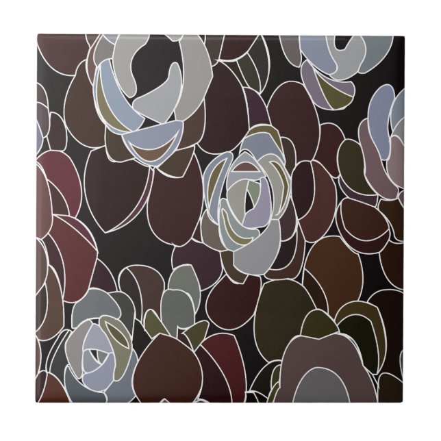 Colourful Succulents Floral Pattern  Ceramic Tile (Front)