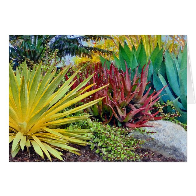 Colourful Succulents greeting card (Front Horizontal)
