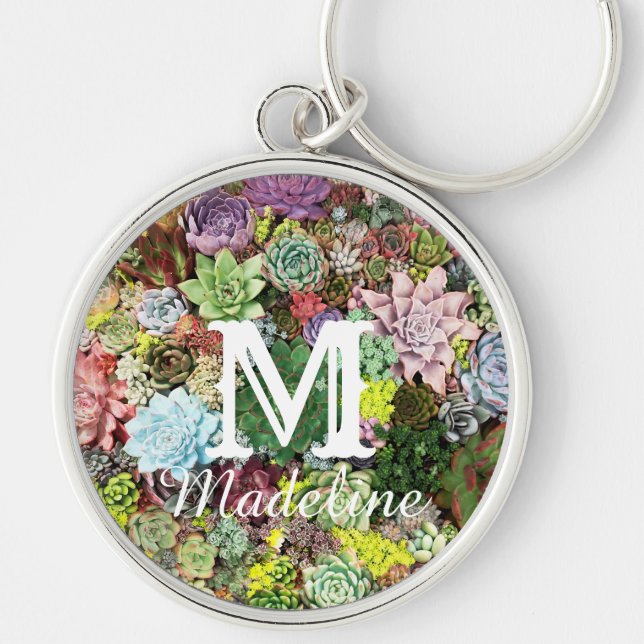 Colourful Succulents Key Ring (Front)