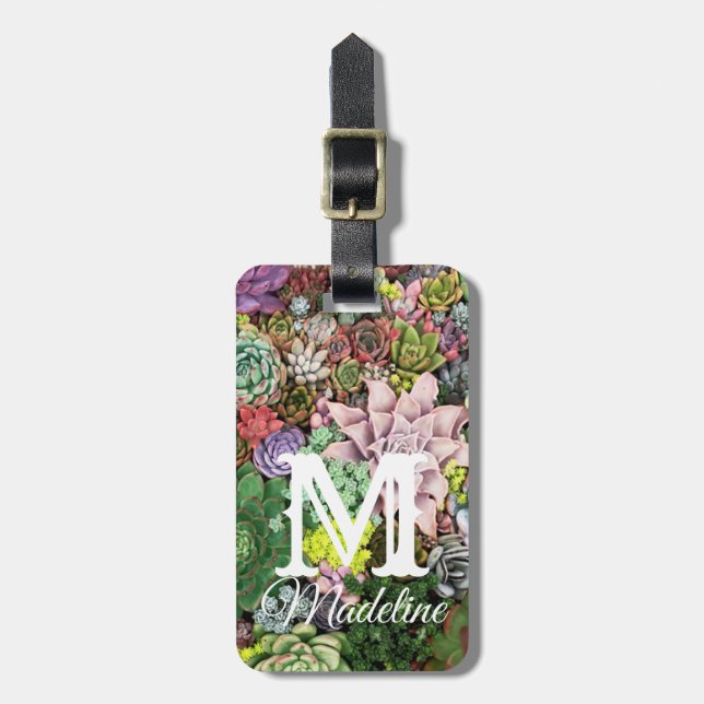 Colourful Succulents Luggage Tag (Front Vertical)