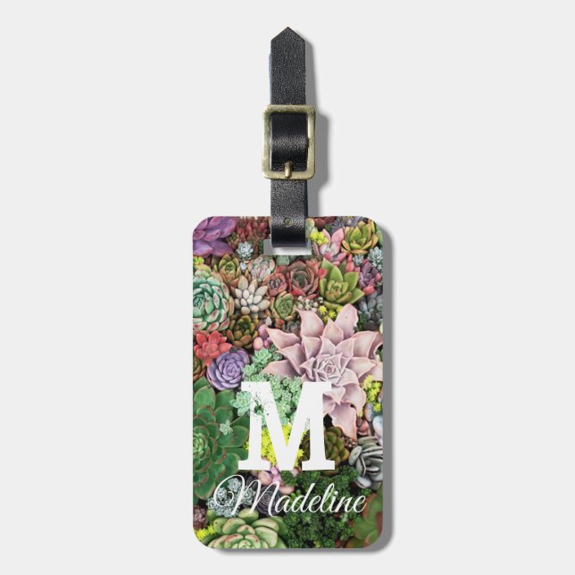 Colourful Succulents Luggage Tag (Front Vertical)