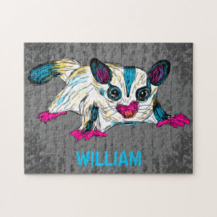 Colourful Sugar Glider Modern Art Personalised Jigsaw Puzzle