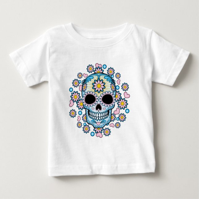 Colourful Sugar Skull Baby T-Shirt (Front)