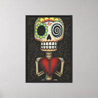 Colourful Sugar Skull Canvas Art Print