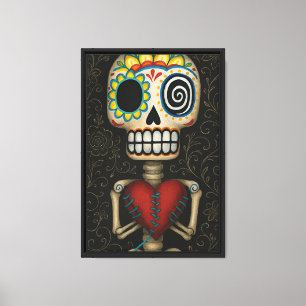 Colourful Sugar Skull Canvas Art Print