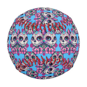 Colourful Sugar Skull Cat Pattern Baseball