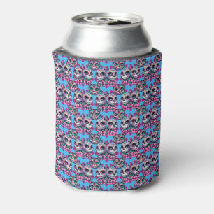 Colourful Sugar Skull Cat Pattern Can Cooler