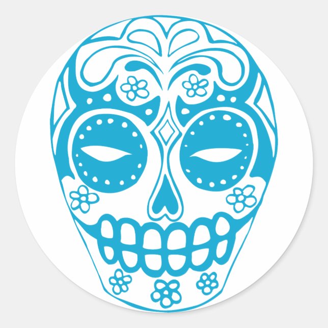 Colourful Sugar Skull Classic Round Sticker (Front)