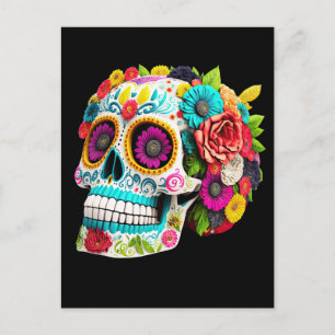 Colourful Sugar Skull Day of the Dead Calaveras Postcard