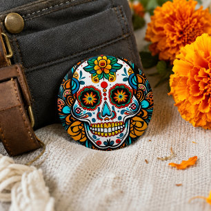 Colourful Sugar Skull Día de los Muertos 3 Cm Round Badge