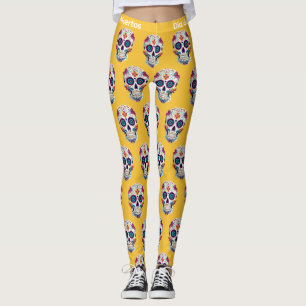 Colourful Sugar Skull  Día de los Muertos Leggings