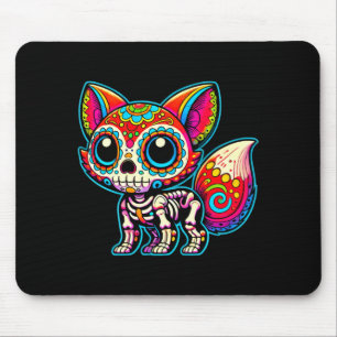 Colourful Sugar Skull Fox Day Of The Government Mouse Pad