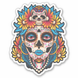 Colourful Sugar Skull Illustration Design