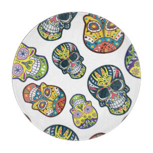 Colourful sugar skull: intricate pattern. cutting board