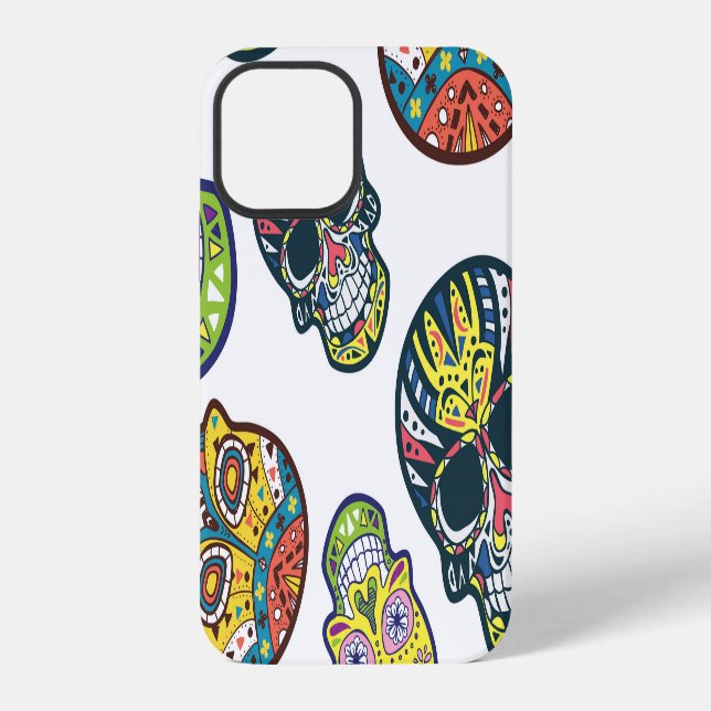 Colourful sugar skull: intricate pattern. iPhone case (Back)
