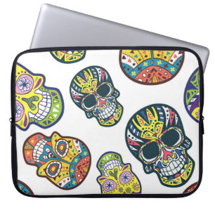 Colourful sugar skull: intricate pattern. laptop sleeve