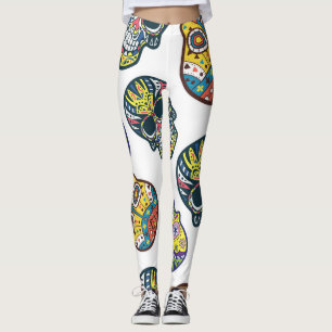 Colourful sugar skull: intricate pattern. leggings