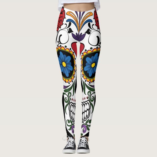 Colourful Sugar Skull Leggings (Front)
