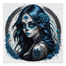 Colourful Sugar Skull no 9 Glossy Poster