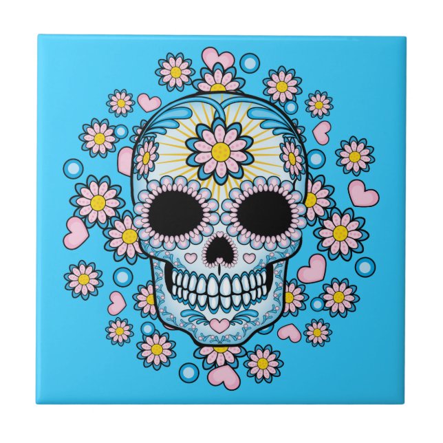 Colourful Sugar Skull Tile (Front)