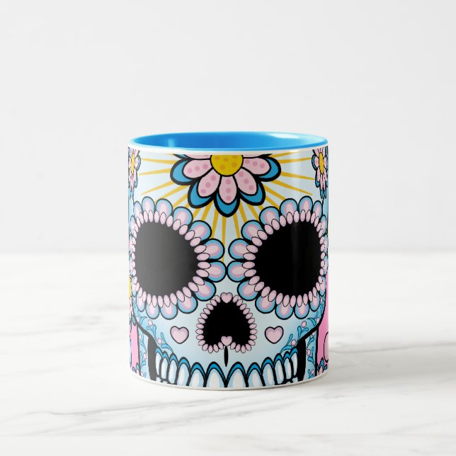 Colourful Sugar Skull Two-Tone Coffee Mug (Center)