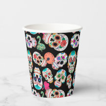 Colourful Sugar Skulls on Black Halloween