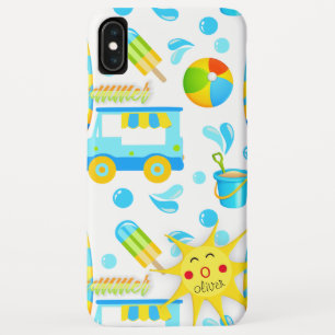 Colourful Summer and Beach Fun Monogrammed Pattern iPhone XS Max Case