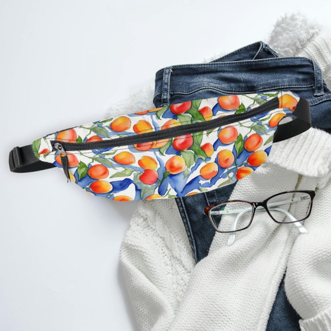 Colourful Summer Apricots Fruits Watercolor Patter Bum Bags (Creator Uploaded)