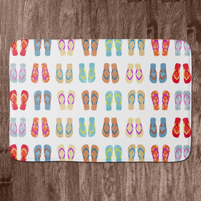 Colourful Summer Beach Flip Flops Bath Mat (Creator Uploaded)
