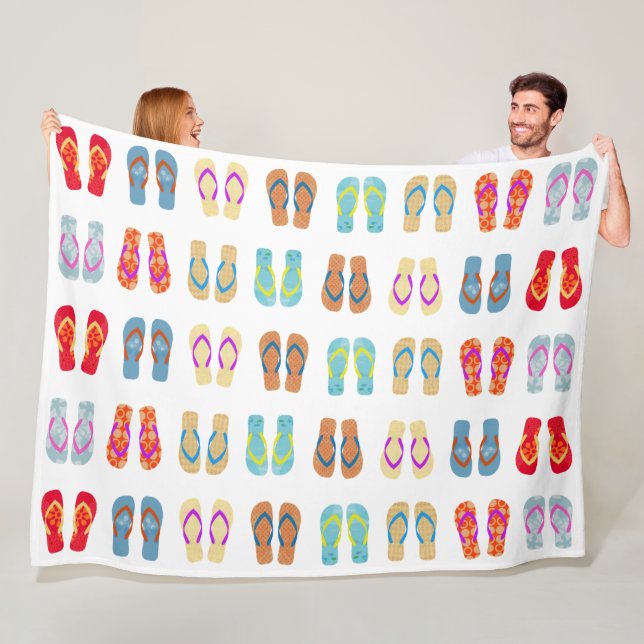 Colourful Summer Beach Flip Flops Beach Blanket (In Situ)