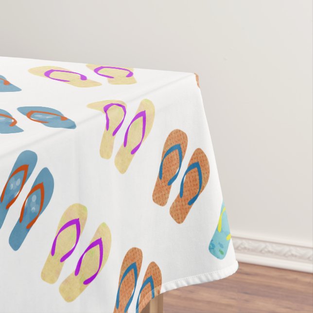 Colourful Summer Beach Flip Flops Table Cloth (In Situ)